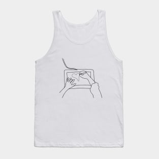 Hands working on Graphic Tablet - Hand drawing a Heart on a Graphic Tablet Tank Top